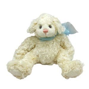 Gund Plush Lambly Stuffed Lamb Animal Toy Sheep Off White Blue Ribbon 36028 8"